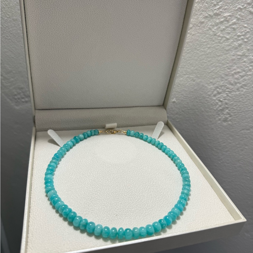 Valltasy Amazonite Necklace in 14K Solid Gold